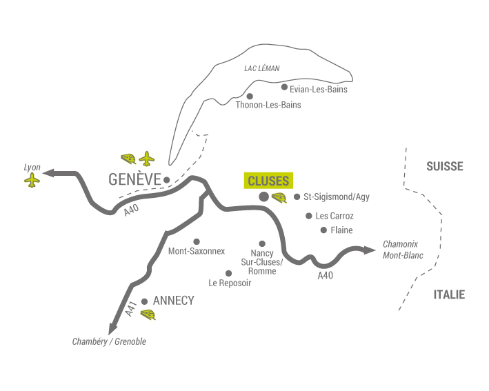 Plan d'accès Cluses, vallée de l'Arve